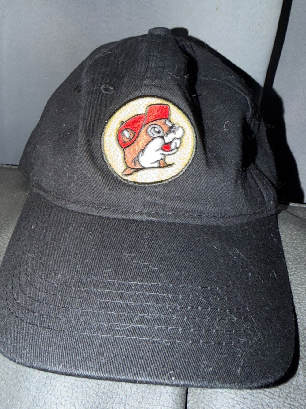 Black Baseball Cap with Cartoon Patch